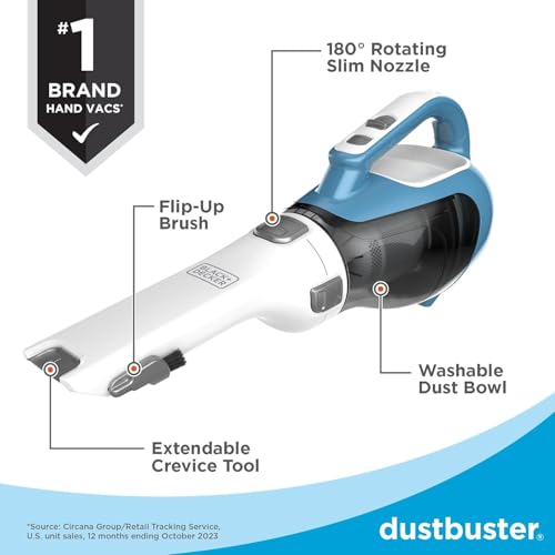 BLACK+DECKER dustbuster AdvancedClean Handheld Vacuum Cordless, Compact Home and Car Vacuum with Crevice Tool ,Rotating Nozzle and Charging Station, Large Dust Bowl (CHV1410L) - Image 6