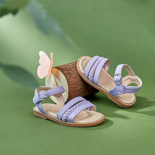 Image of ESTINE Toddler /Little Kid Girls Dress Cross Strappy Open Toe Sandals Princess Flats Summer Flower Girl Shoes