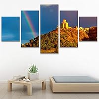 SIGNWIN 5 Panel Canvas Wall Art Modern Art Expressive Landscape Modern Mountain Top Multicolor Photography for Home Decorations Ready to Hang - 60