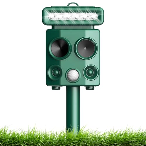 Répulsif Chat Ultrason, Repulsif Chat Solaire Répulsif Chat Exterieur 4 Modes, répulsif à ultrasons avec Détecteur de Mouvement et Flash pour Jardin Cour Contre Les Chats Chiens Renards Oiseaux Rats