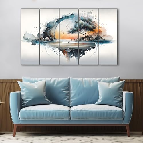 Image of The Castle Decor Watercolour Landscape Painting With Frame 5 Big Size (36x60) wall Art for Living Room,bedroom,drawing Room,hotels-wooden Framed-digital Painting