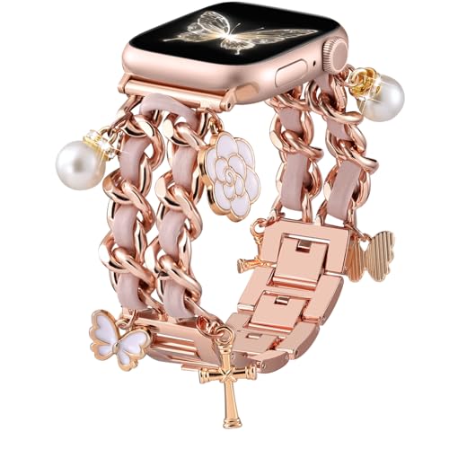 Ya en manzanajugosa.com: Wepro Elegante Correas Compatible con Apple Watch Correas 44mm 45mm 46mm 42mm, Ajustable Cadena Enlace Correa con Accesorios de Lujo de Repuesto para iWatch Bandas Serie 10 9 8 7 6 5 4 3 2 1 SE