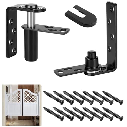 Wotendy Charniere Porte Battante en Acier Inoxydable, Charnière de Porte à Ressort Double Action pour Porte de Café/Bar ou de Cour, Rotation 180°, Noir