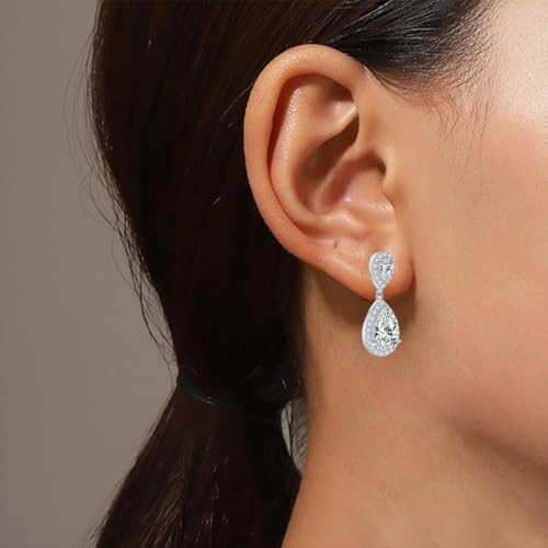 14K Gold Waterdrop Drop Earrings for Women,4.5 ct.t.w. VVS1 D-color Pear Cut Diamond Ear Studs,Birthday Gifts for Wife2