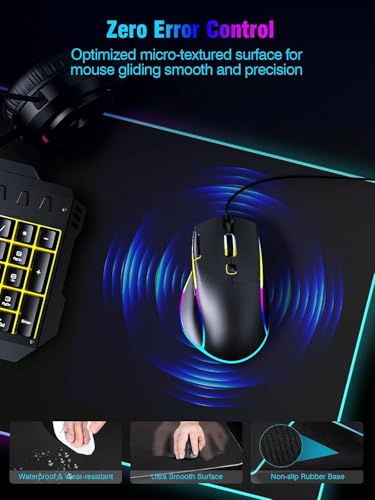Image of Mouse Pad with Magnetic Wireless Charging, Large Desk Pad Protector, RGB Black Desk Mat with 15W Fast Charger, Non-Slip Waterproof Mousepad for Office Home Gaming