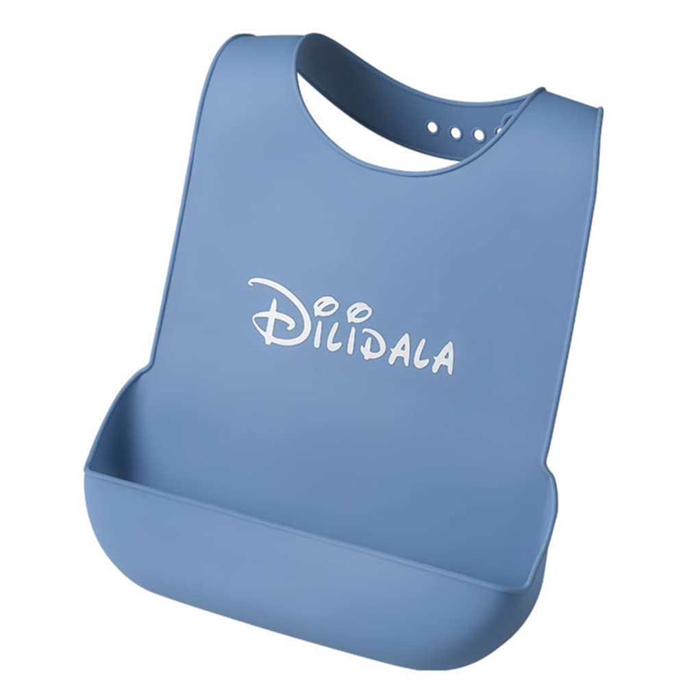 Adult Silicone Bibs for Eating Adjustable Bib for Elderly w/Food Catcher Pocket