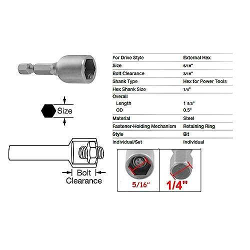 Image of RUIAN 12-Piece Hex Magnetic Power 8mm 5 /16 Socket Adapter 1 /4 inch Drill Bit Nuts Driver Set for Electrician Tools
