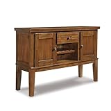 Ashley Furniture Signature Design - Ralene Dining Room Server - 2 Cabinets 1 Drawer and Wine Rack - Vintage Casual - Medium Brown