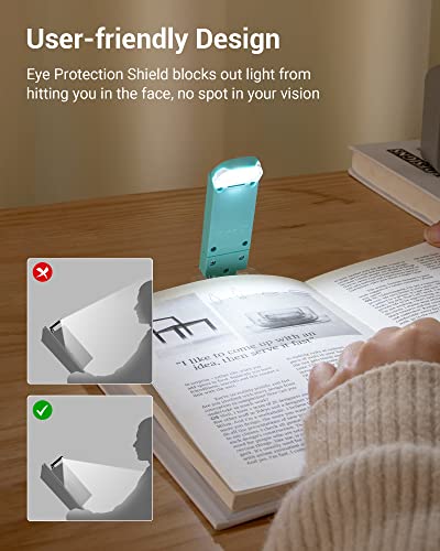 Image of DEWENWILS USB Rechargeable Book Reading Light, Book Light Clip on for Reading in Bed, LED Eye Care Book Lamp for Kids, Bookworms, 2 Brightness Levels (Blue)