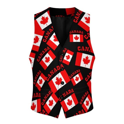 Canada Canadian Flag Novelty Men's Suit Vest Funny Formal Dress Vests Business Waistcoat3