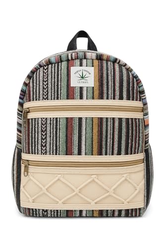 Image of URBAN HIKE 100% Pure Hemp Fabric Drawstring Backpack /Sack | Sustainable, Zero Waste, Unbleached Natural Storage Bag | Small Travel Gear Pouch