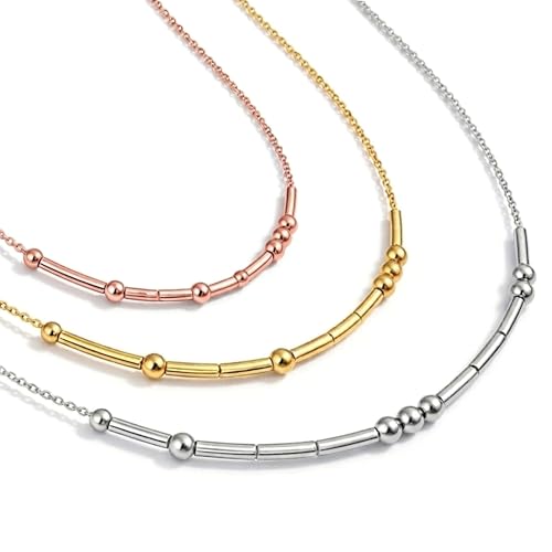 QUATOCO Personalized Morse Code Name Necklaces for Women | 925 Sterling Silver Hidden Secret Message | Mama Necklace for Women | Morse Code Jewelry