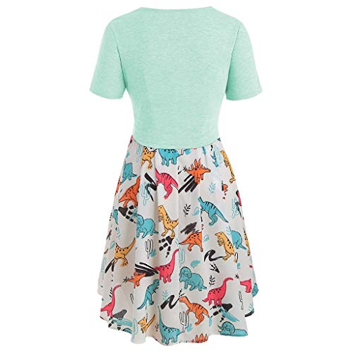 Vestido maxi feminino 2023 manga curta nó bandagem top estampa dinossauro mini vestido vestido elega