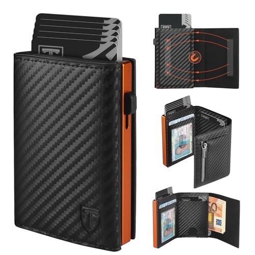 TEEHON Portafoglio Uomo Slim RFID Blocking, Magnetica Fibra di Carbonio