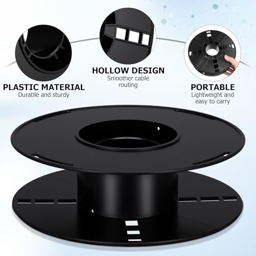 Carrete de cable de plástico portátil negro con diseño de placa para camping 4 piezas 4