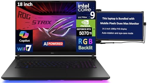 Image of ASUS ROG Strix Scar AI Gaming Laptop 18 inch 240Hz Mini LED WQXGA Display | (Intel Ultra 9-275HX, RTX 5070 Ti 12GB, 32GB DDR5, 8TB PCIe SSD, Per Key RGB KB, Win 11 Pro)w /DKZ USB Port Expander