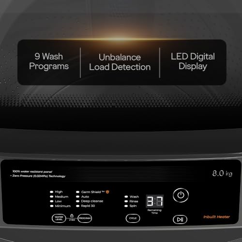 Image of Godrej 8 Kg Fully Automatic Top Load Washing Machine with In-built Heater, GermShield Technology, Fuzzy Logic & Stainless Steel Drum, 5 Years Warranty (WTEON ALR C 80 5.0 FDAH MTBK)