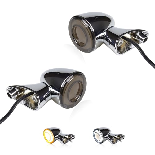 FACAILAHA Chrome Switchback Front Bullet LED Turn Signals Lights Motorcycle Running Light Amber Blinkers for Harley Road Glide Trike CVO Limited FLHTCUTG Tri Glide