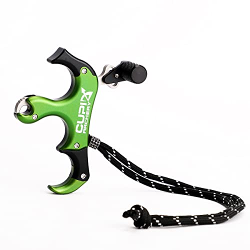 CUPID C3-3 Compound Bow Archery Release, Aluminum Alloy 3&4 Finger Grip Adjustable Archery Release Aids (Green)