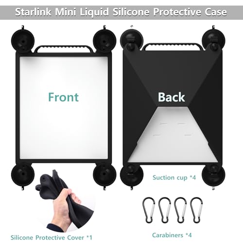 Starlink Mini Saugnapfhalterung mit Silikon Schutzhülle & Karabiner, Starlink Mini Halterung, Starlink MinAutohalterung für Dish Antenne, Auto Fenster und Sonnendäche
