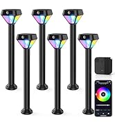 XMCOSY+ Smart Solar Lights Outdoor with Motion Sensor, 150LM APP Control RGBCW Color Changing Sol...