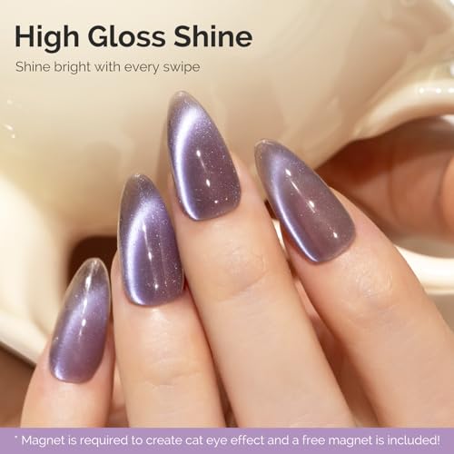 Image of MelodySusie Aurora Cat Eye Gel Nail Polish, 0.5 Fl Oz Blue Purple Glitter Holographic Magnetic Nail Polish with Magnet, UV Nail Polish for Nail Art Manicure Salon DIY at Home G1701