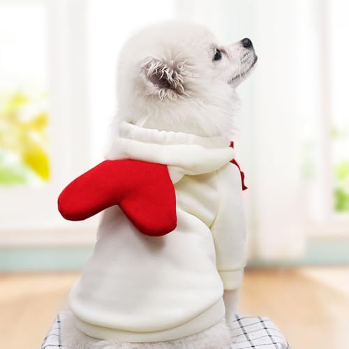 Hunde-Kapuzenpullover für kleine Hunde, Katzen, Welpen, Yorkie, Chihuahua, Zwergspitz, Größe S, weißes Herz
