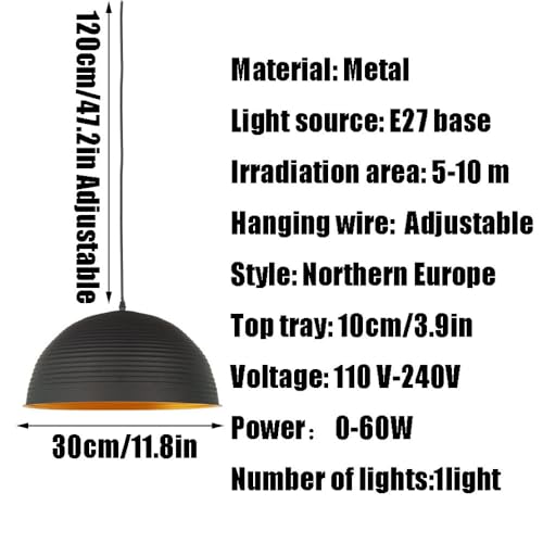 Suspension en métal foncé E27 au design industriel épuré