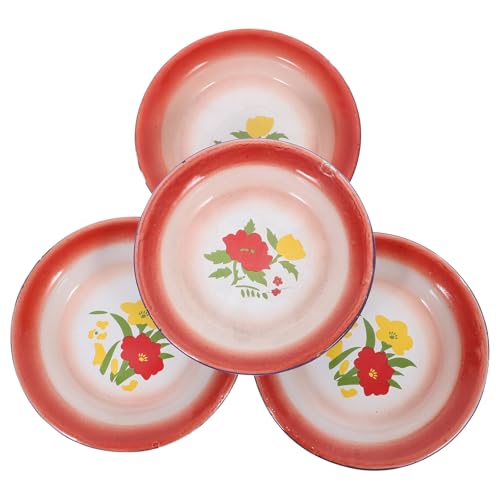 ABOOFAN Platos de Esmalte Esmaltados 14 CM 4 Piezas Platos Poco Profundos para Frutas y Aperitivos Bandejas Decorativas para Uso Diario en Cocina y Comedor