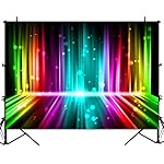 Sensfun Let's Glow Party Backdrop Music Disco Dance Rainbow Neon Photography Background Birthday Newborn Photo Studio Vinyl Banner Photoshoot Prop Cake Table Decor 7x5FT - Image 2