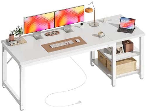 Huuger 55'' x 19.7'' Computer Desk with Power Outlets, 0.95'' Thick Desktop by Huuger - Used condition - US$87.38