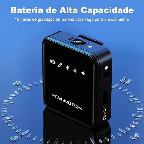 H'MASTON Microfone Lapela Sem Fio Professional 2 em 1 Microfone de Lapela Redução de Ruído para Gra