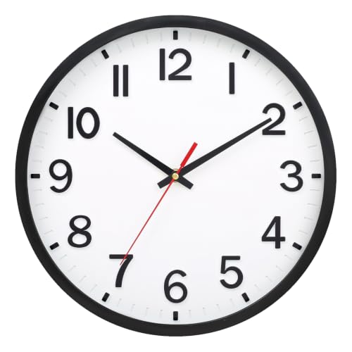 Moiubik Wall Clocks Battery Operated 8 inch Modern Wall Clock,Silent Non Ticking Wall Clock for Living Room Bedroom Kitchen Office Classroom Decor (White and Black)