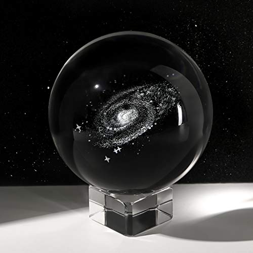 Ownmy Galaxy Crystal Ball Glass Sphere Display Globe Paperweight Healing Meditation Ball With Clear Stand For Creative Gift (60Mm/2.4") #TOP2