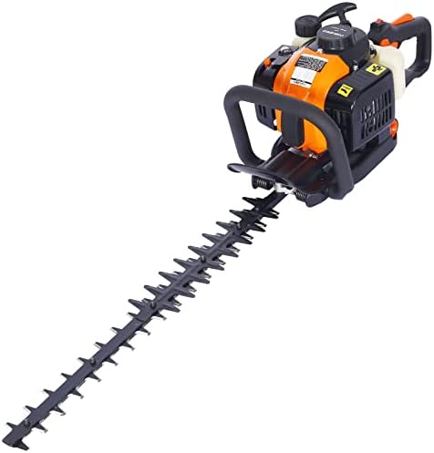 26cc 2-Cycle Gas Powered Hedge Trimmer, 24inch Double Sided Blade Recoil Gasoline Trim Blade, Orange & Black