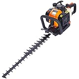 26cc 2-Cycle Gas Powered Hedge Trimmer, 24inch Double Sided Blade Recoil Gasoline Trim Blade, Orange & Black