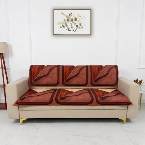 Image of Homerz Premium 'Luxe Series' Holland Velvet Sofa Cover | Smooth Finish | Anti-Skid Fleece Backing | Soft Touch Couch Protector for Living Room (Urban Dune, 5 (3+2) Seater, Seat Cover with Backrest)
