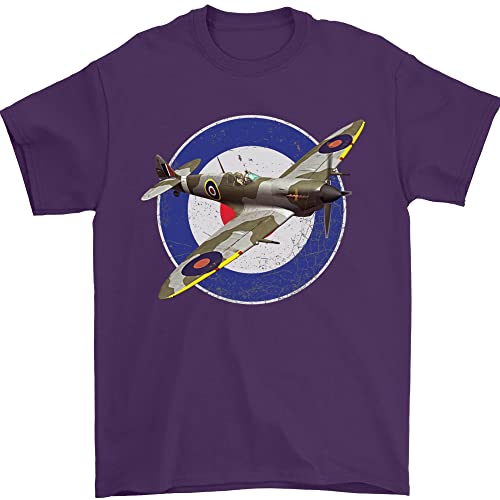3TEES Spitfire MOD RAF WWII Fighter Plane British - Camiseta para hombre, 100% algodón, Morado (, M