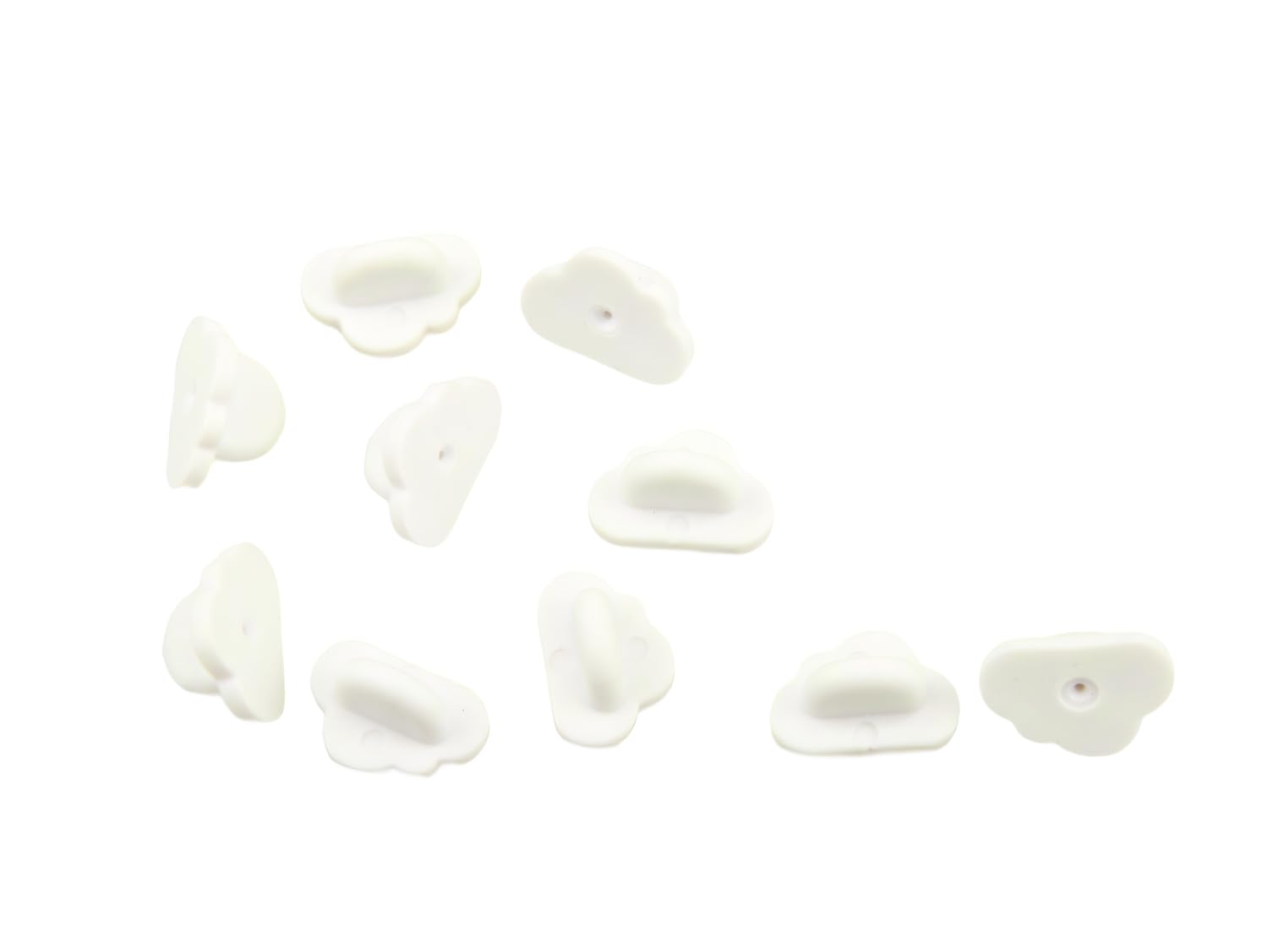 MAHAVIMOKSA 1 Box 100pcs PVC Rubber Pin Backs Butterfly Clutch Backings for Badge Replacement (White Cloud)