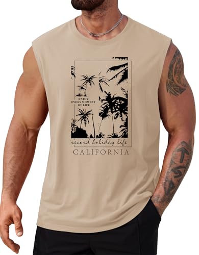 VOGSTART Men's Summer Stretchy Slim Fit Muscular Solid Fashion Tank Top XL