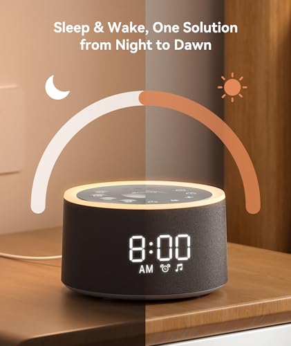 Image of Dreamegg D1+ Sound Machine & Alarm Clock - Sound Machine for Sleep, White Noise Machine with 29 Soothing Sounds, Night Light, 0-100% Dimmable, White Noise Alarm Clock for Bedrooms Adults Baby, Black