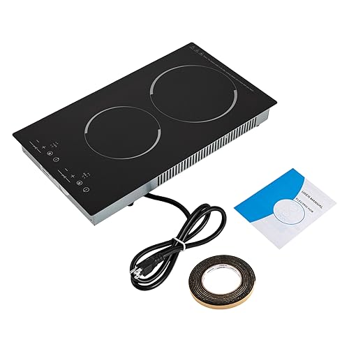 QIANMOON Electric Cooktop,110-120V 2100W Electric Stove Top with Knob Control, 9 Power Levels, Kids Lock Timer,Hot Surface Indicator, Overheat Protection,Built-in Double Cooktop (2100, Watts)