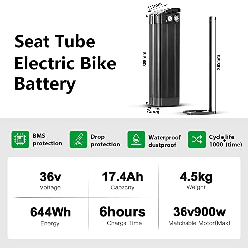 Image of Yose Power UL 2271 36V 17.4Ah Ebike Battery for 200W 250W 300W 350W 500W 700W 900W Electric Bike Batteries XH370-10J /ZL1010-FSilver Fish Battery (W /Charger&BMS， 2-5 Days Fast Delivery)