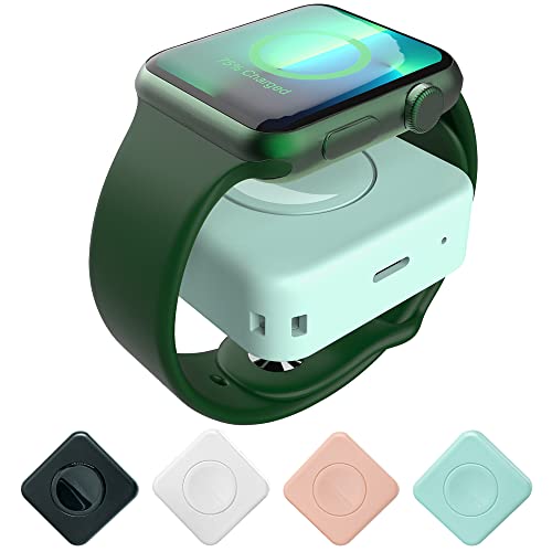 NHCASURUE Portable Charger for Apple Watch, 1200mAh Compact Wireless Power Bank, Magnetic Battery Pack with Keychain for Travel,iWatch Charger for Apple Watch Series 8/7/6/5/4/3/2/SE/Ultra(Green)