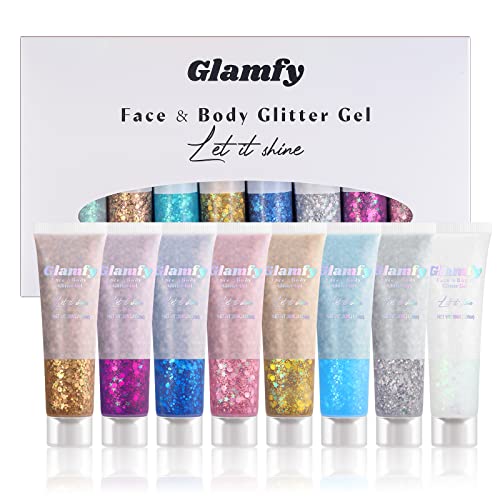 8 Color Body Glitter,Face Glitter Gel,Hair Glitter,Self Adhesive Glitter Gel,Chunky Glitter Festival Accessories,Cosmetic Glitter Makeup #TOP2