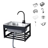 ▲ Support robuste : avec support en aluminium noir, antirouille et durable, ferme et fiable, avec un support solide. Les étagères sous l'évier offrent un accès facile aux outils et aux articles de toilette pour le travail