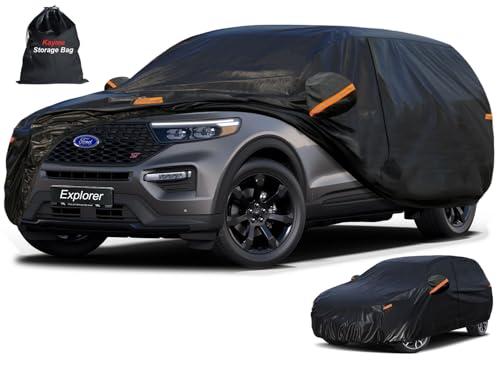 Image of Kayme 7 Layers SUV Car Cover Custom Fit for Ford Explorer (2006-2025) Waterproof All Weather for Automobiles,Outdoor Full Cover Rain Sun UV Protection.Black