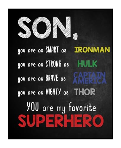 Posterizer 1 pcs - Son You Are My Favorite Superhero - Movie & Cinema Art - Typography Art - decor for Boys, Teens Bedroom - 16x20 UNFRAMED Wall Art