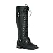 Women's Knee High Riding Boots Lace Up Buckles Winter Combat Boots Black 8