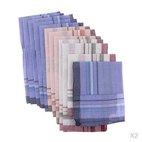nivaa 24x Fashion Men Plaids Cotton Pocket Handkerchiefs Pocket Square Hankies-picture-50